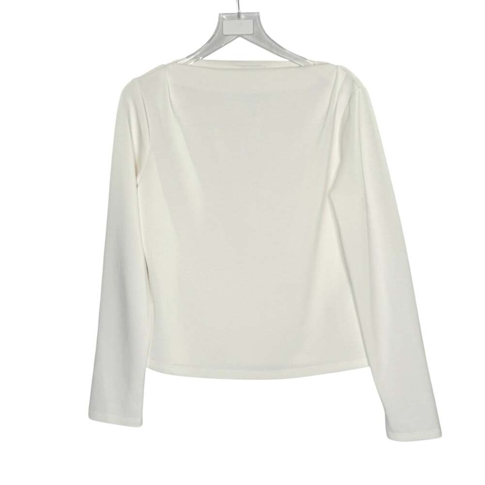 Banana Republic Soft Touch Scuba Pleated Boatneck Top L NEW Snow Day White